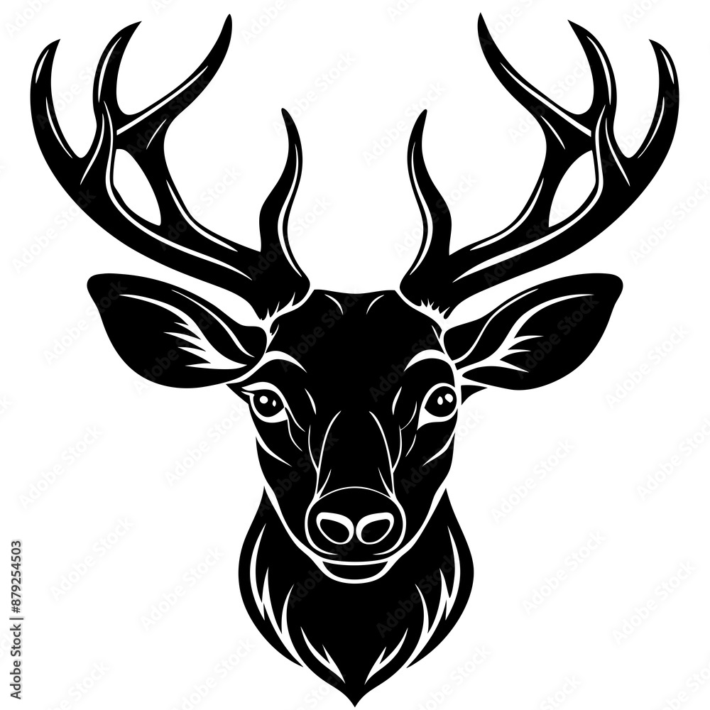 Naklejka premium deer head vector,deer, animal, vector, reindeer, mammal, cartoon, illustration