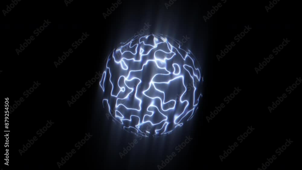 Abstract Blue Glowing Orb with Light Streaks and Fractal Interactions with Black Background Abstract Blue Glowing Orb with Light Streaks and Fractal Interactions with Black Background