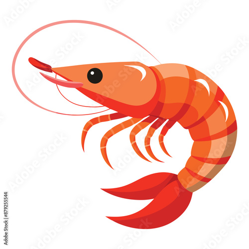 a cartoon drawing of a shrimp with a black eye and a white background.