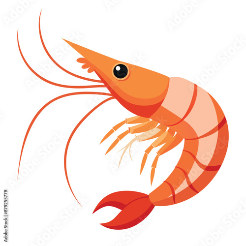 a cartoon drawing of a shrimp with a black eye and a white background.