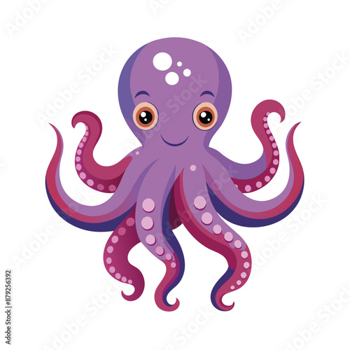 a purple octopus white background