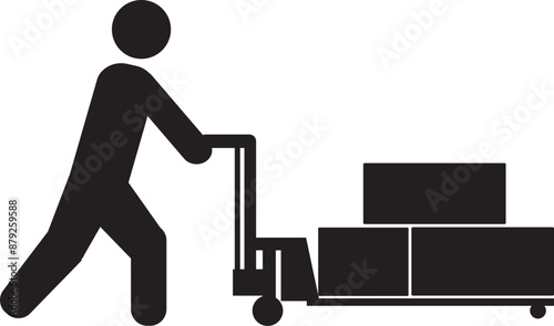 Pallet jack loading man illustration vector.eps