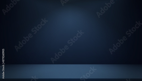Blue Background,Empty Studio Room with Spotlight,Shadow on Floor.Backdrop Dark Navy Gallery with 3d Podium Display,Vector Minimal design for product presentation for Christmas,New Year,Winter Promote