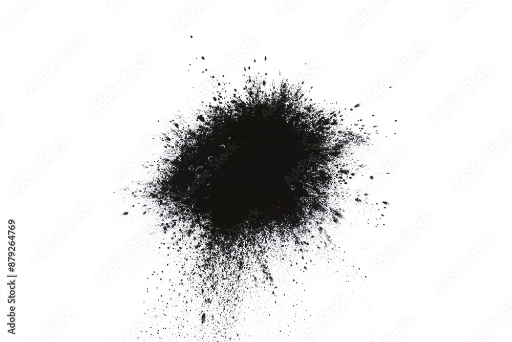 Black in powder isolated on the white background. Top view. Black in powder isolated on the white background. Top view.