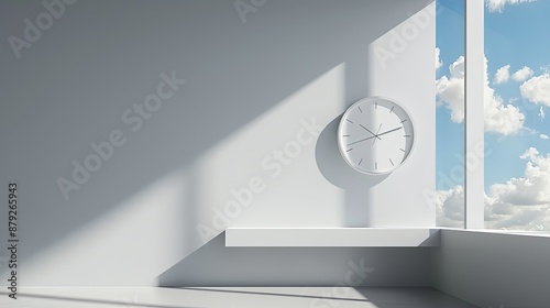 White Room with Clock and Window View
