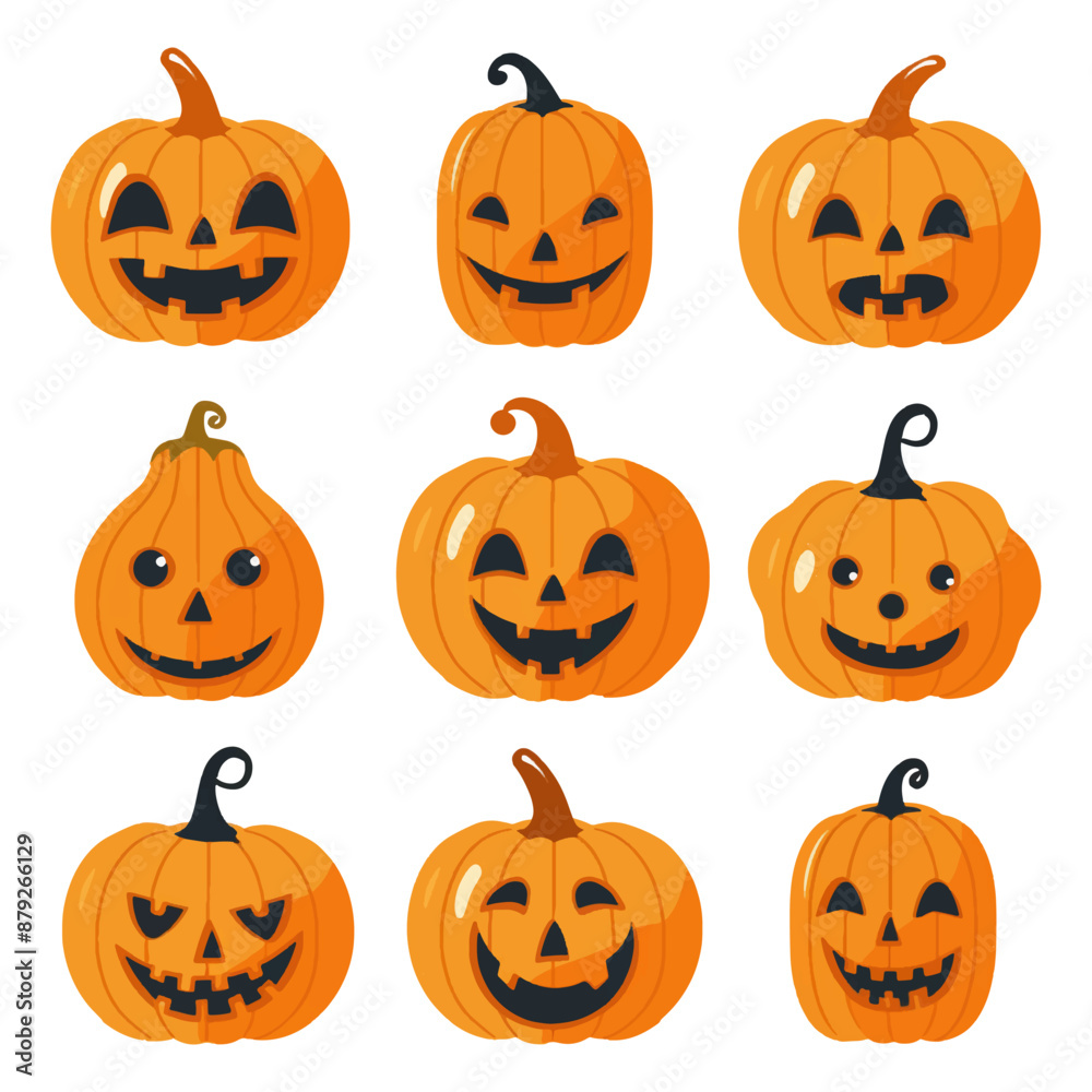 Halloween pumpkins set vector illustration on a white background Halloween pumpkins set vector illustration on a white background