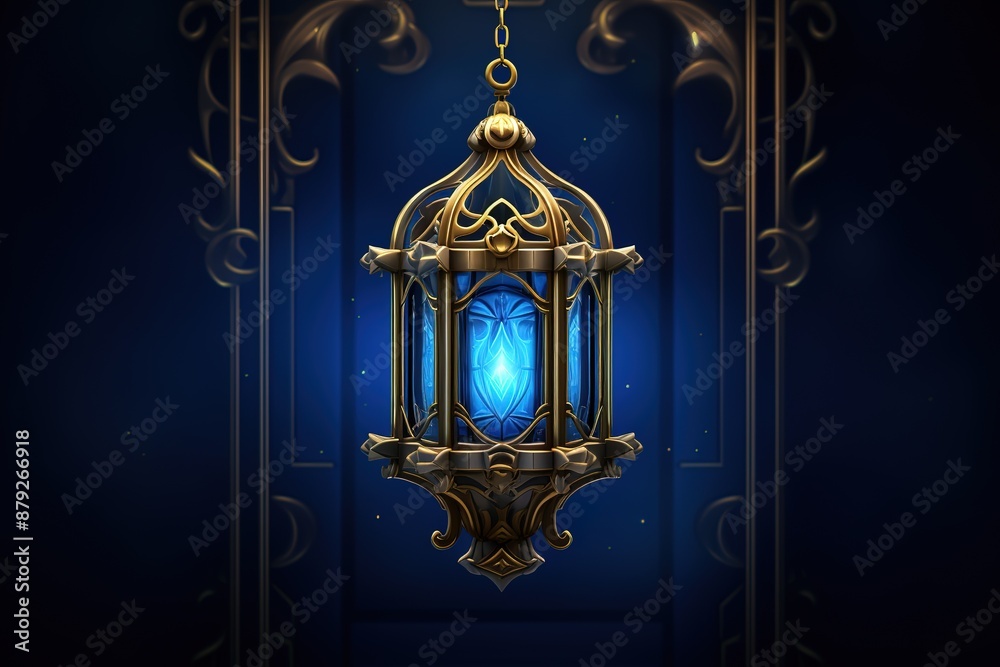 Glowing Background with Lantern, Arabian Fanoos - Illustration raster Glowing Background with Lantern, Arabian Fanoos - Illustration raster