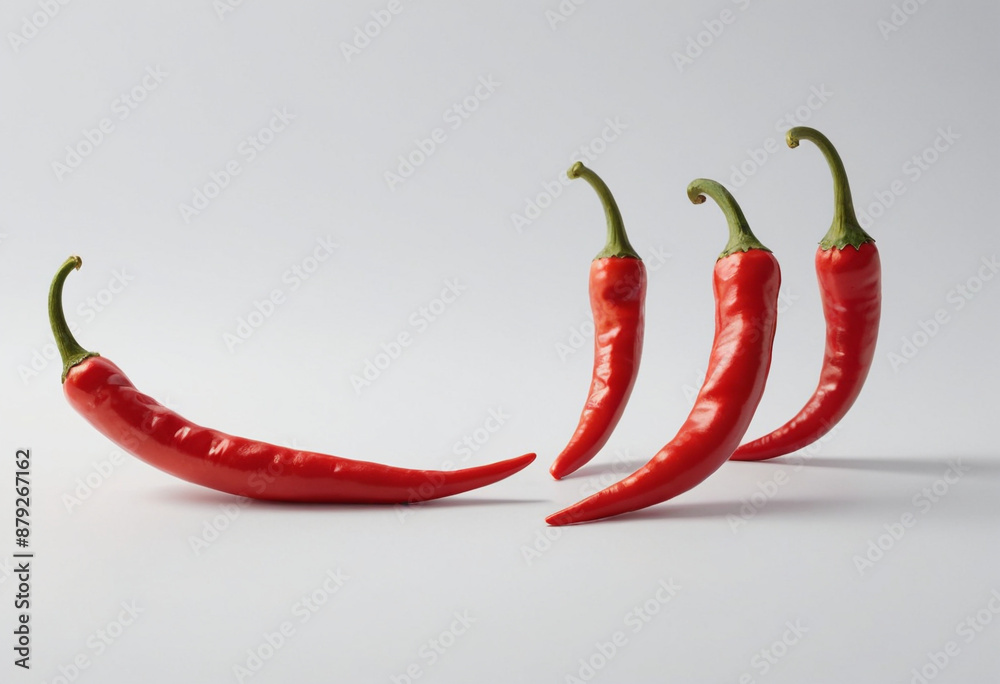 Chili pepper, minimalist shot, food photography, clean simple background, advertising shot, volumetric light, white background Chili pepper, minimalist shot, food photography, clean simple background, advertising shot, volumetric light, white background