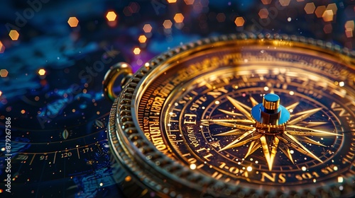 Wallpaper Mural Golden Compass with Glittering Background Torontodigital.ca