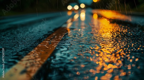 Evening highway after rain