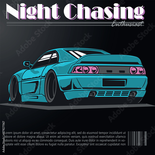 sport car vector illustration. Best for car enthusiast and club tshirt  design graphic vector in dark background