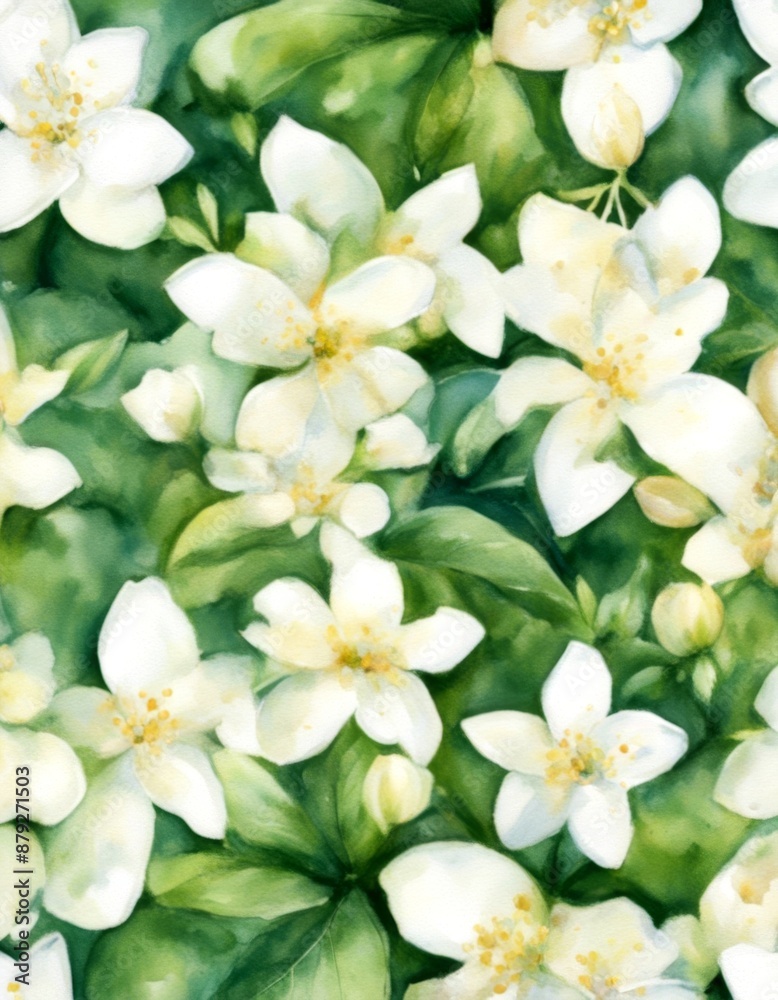 ai bloom watercolor flowers blossom generated jasmine spring flower green ai bloom watercolor flowers blossom generated jasmine spring flower green