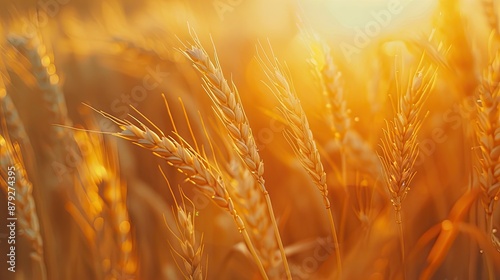 morning view of a golden wheat field