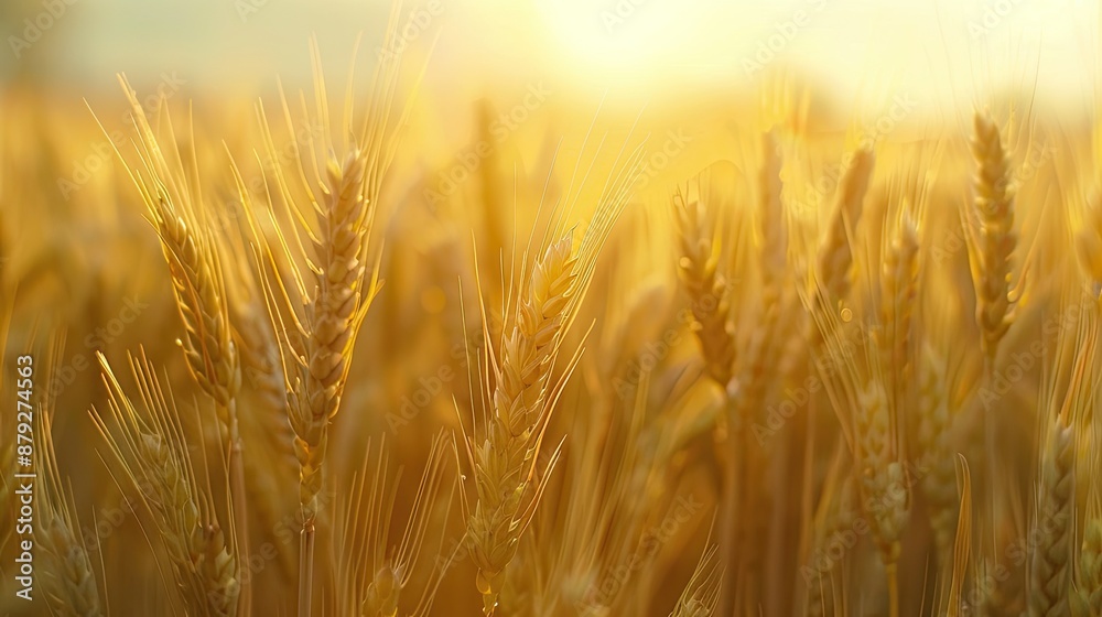 morning view of a golden wheat field morning view of a golden wheat field
