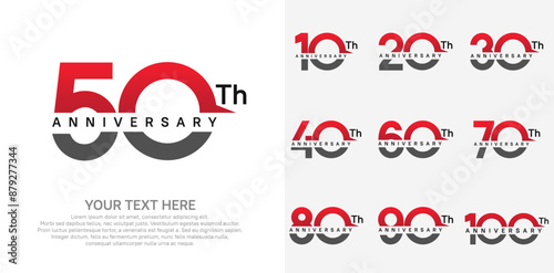 anniversary set logo style with red and black color for company celebration moment
