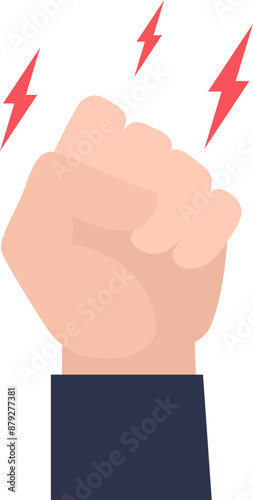 A clenched fist with red lightning bolts symbolizing anger.