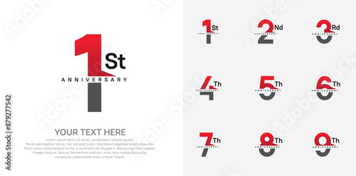 anniversary set logo style with red and black color for company celebration moment
