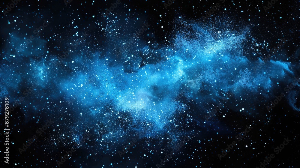 Naklejka premium Abstract Blue Stardust Explosion on Dark Background