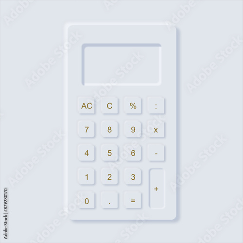 User interface elements for calculator. Neumorphism Style