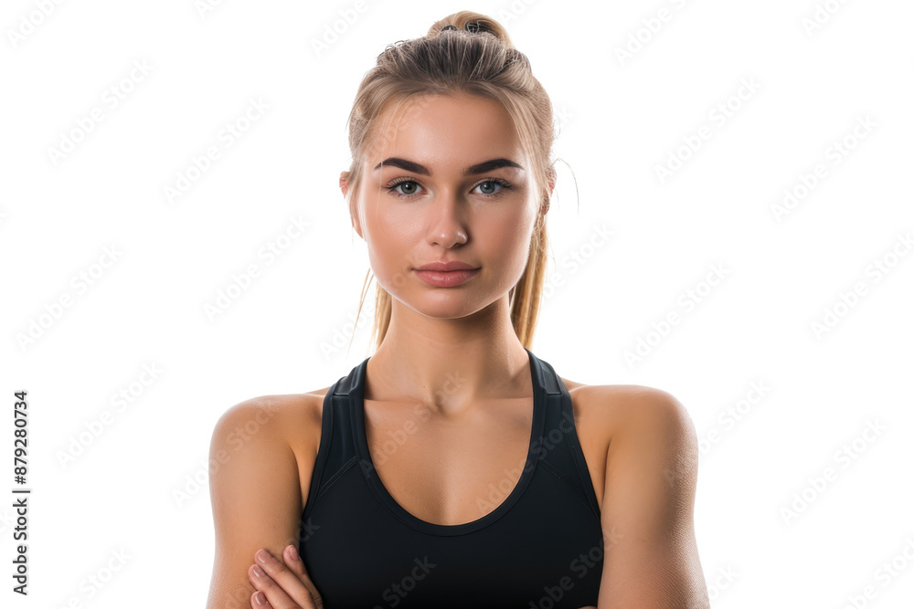 portrait of a beautiful young woman in summer sports bra isolated on white or transparent png portrait of a beautiful young woman in summer sports bra isolated on white or transparent png