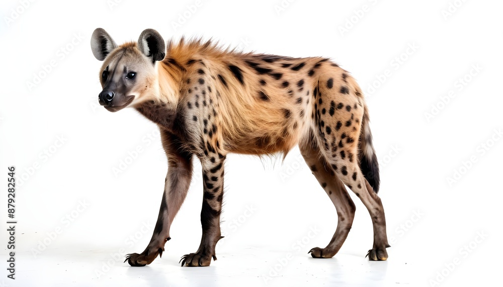 a beautiful picture of hyena animal, hyena isolated on white background, animal photos