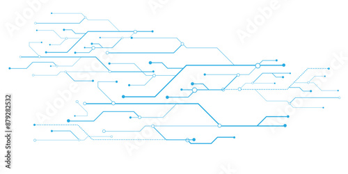 Vectors Technology blue circuit diagram. High-tech connection system on a white background.