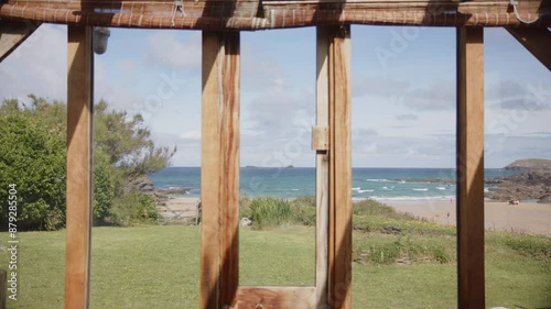 Static wide view from glazed timber timber home in a spectaular seaside location photo