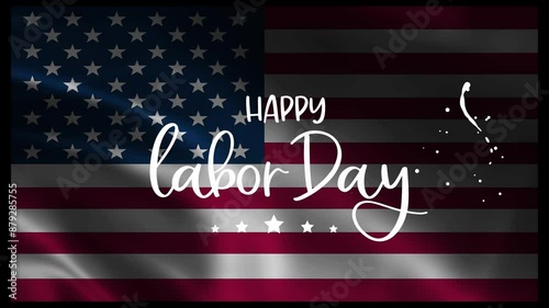 American flag with Happy Labor Day text, ideal for Labor Day promotions, patriotic marketing campaigns, celebratory social media posts.