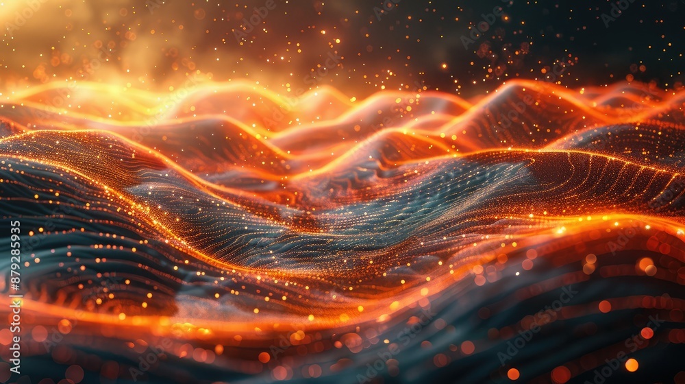 Abstract waveforms in a glowing cyber space Abstract waveforms in a glowing cyber space