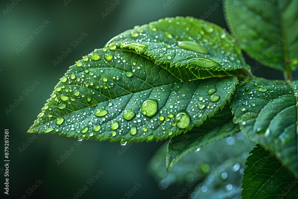 Close-Up of Dew Drops on Green Leaves - Nature, Freshness, and Natural Beauty Close-Up of Dew Drops on Green Leaves - Nature, Freshness, and Natural Beauty