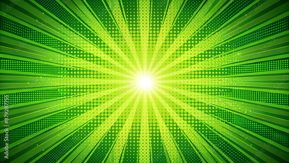 Bright Green exploding retro comic background 