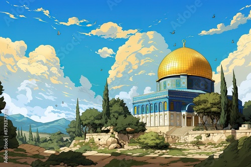 Al Aqsa mosque vector separated layers