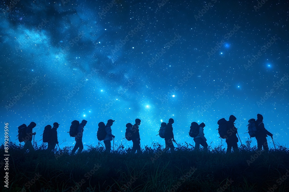 Nighttime Hiking Adventure Under a Starlit Sky - Outdoor Exploration, Milky Way, and Star Gazing Nighttime Hiking Adventure Under a Starlit Sky - Outdoor Exploration, Milky Way, and Star Gazing