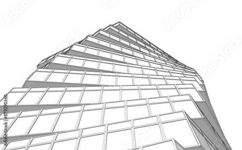 abstract buildings architectural drawing 3d
