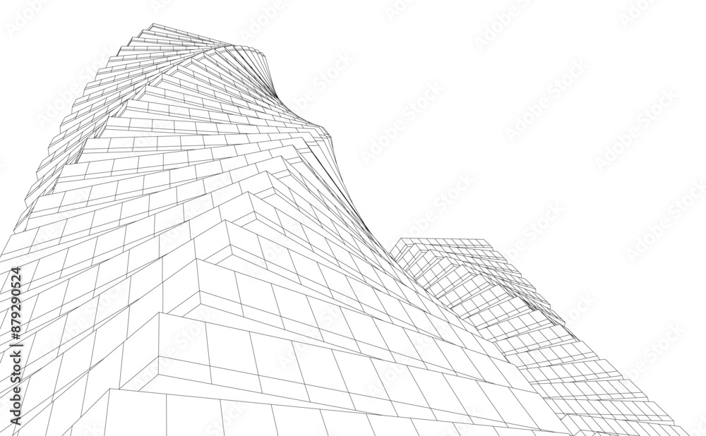 Fototapeta premium abstract buildings architectural drawing 3d