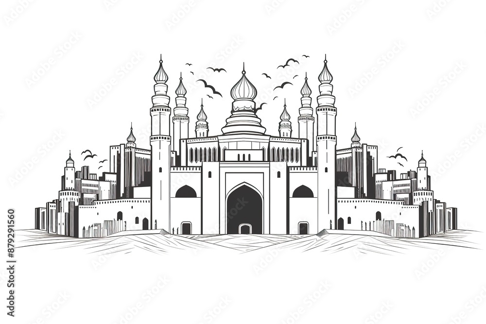 Obraz premium silhouette mosque set by vector design