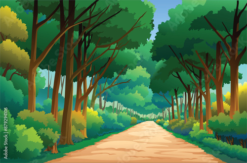 Vector Illustration of an outdoor in the jungle and natural