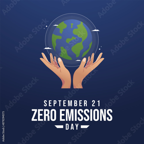 Zero Emissions Day. Flat art design. Environtment vector. Good for celebration template usage. eps 10.
