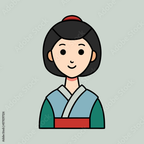 vector illustration of japanese woman geisha