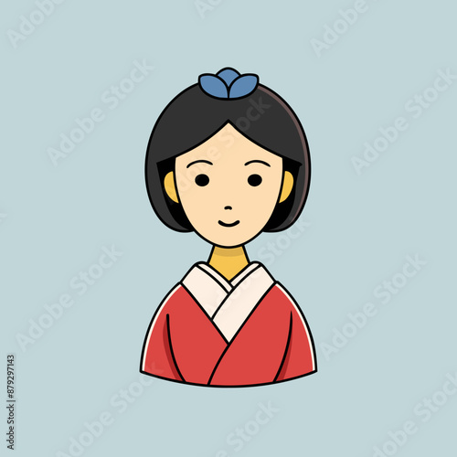 vector illustration of japanese woman geisha