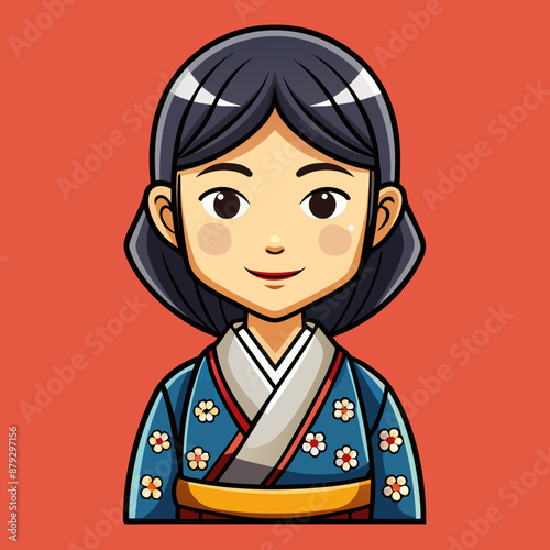 vector illustration of japanese woman geisha