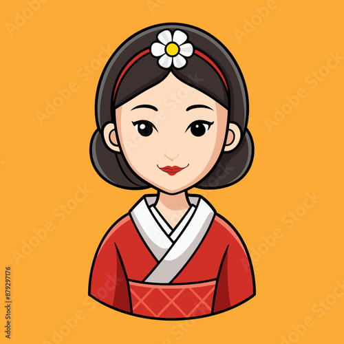 vector illustration of japanese woman geisha