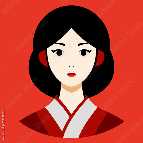 vector illustration of japanese woman geisha