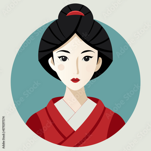 vector illustration of japanese woman geisha