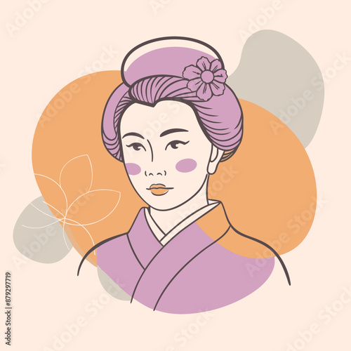 vector illustration of japanese woman geisha