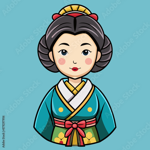 vector illustration of japanese woman geisha