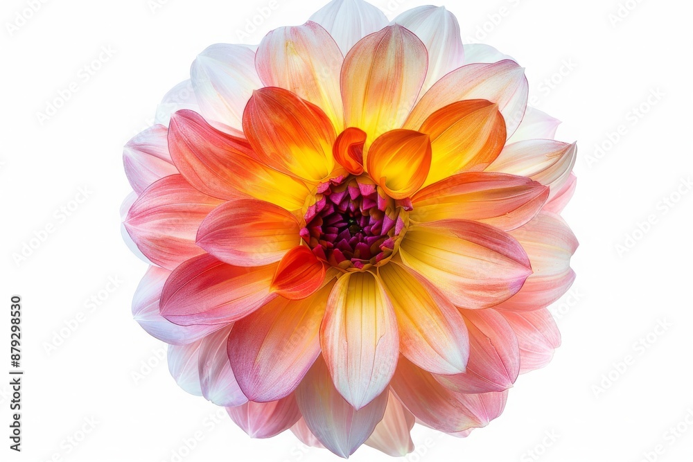 Close-Up of a Vivid Peach and Yellow Dahlia Close-Up of a Vivid Peach and Yellow Dahlia