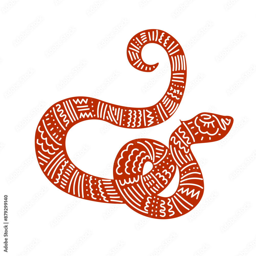 Obraz premium Happy Chinese new year 2025 Zodiac sign. year of the Snake. simple paper cut art and craft style in different angle. lunar new year. traditional asia oriental decoration. pattern ornament