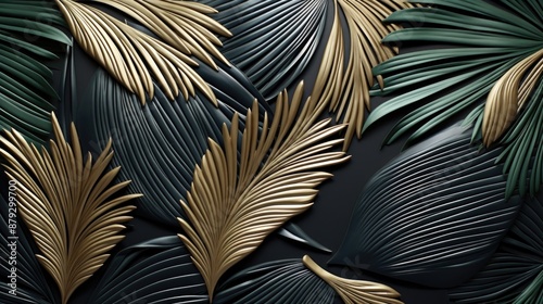 tropical palm leaves vintage background illustration