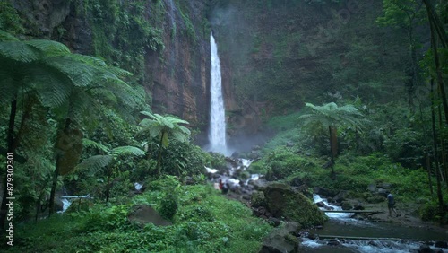 Time lapse The hills and mountains in Java are full of amazing waterfalls, but one of the best is Kabut Pelangi Waterfall in East Java. deep in the jungle and requires walking along a cliff.